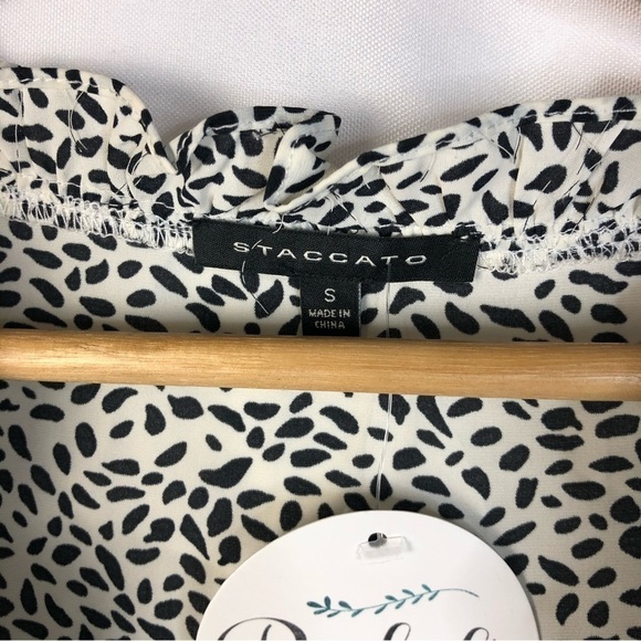 Staccato White & Black Dot Printed Ruffle Sleeveless Blouse S - Picture 3 of 5